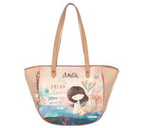 Borsa a mano media in ecopelle con 2 manici e tasche - Chiusura con cerniera - Collezione Mediterranean