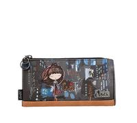 Anekke - Portafoglio grande flessibile da donna - Protezione RFID - Portafoglio in ecopelle con chiusura a cerniera e linguetta contemporanea - Accessori donna - Misure 21x10x2cm,