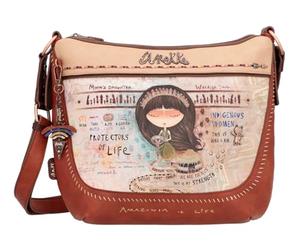 Anekke - Grande borsa a tracolla donna in ecopelle con cinghia regolabile e zip Menire accessori donna 31x25x8 cm colorato Talla única