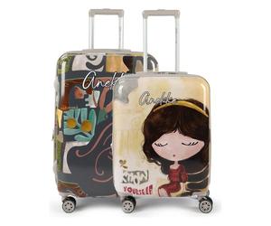 Anekke Muse 4 ruote Set di valigie 2 pezzi con piega di espansione multicolore