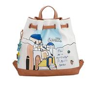 Anekke - Zaino Donna - Grande Dimensione - Chiusura a Magnete - 3 Manici e 1 Tasca - Collezione Mediterranean - Realizzata in PU 100% - Misure 34 x 34 x 5 cm, multicolore