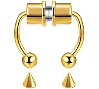 Anelli a Cerchio con setto Finto in Acciaio Inossidabile Anello con setto per Naso con Orecchie finte in Acciaio Inossidabile per Ragazze da Donna, oroDurability