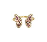 Anelli A Clip Anello di Regalo creativo Farfalla a goccia Anello aperto Anello per dito indice femminile Anello di misura regolabile Abbigliamento quotidiano Gioielli per Gli (a-Purple, One Size)