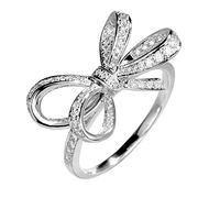 Anelli A Clip per Tende Fashion Women's Full Diamond Bow Ring Engagement Ring Jewelry Regali Anello Senza Supporto per Trapano (Silver #2, 5)
