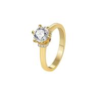 Anelli a fascia larga da donna, anelli d'oro da donna, alla moda, 6 artigli con moissanite oro giallo, K 1/2, Oro giallo 18 carati, Moissanite