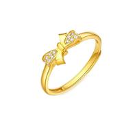 Anelli A Fede Donna 18 Karate D Oro, Anelli Nuziale Bianco Moissanite Fiocco Oro Giallo 750 per Matrimonio Promessa Misura 17