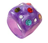 Anelli a forma di piegatura unici materiali leggeri decorati accessori da indossare per feste con strass brillanti anelli in pietra in resina, One Size, come descritto, come descritto
