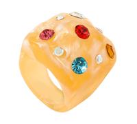 Anelli a forma di piegatura unici materiali leggeri decorati accessori per feste con strass brillanti anelli impreziositi da cristalli, One Size, come descritto, come descritto