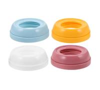 Anelli a Vite per Biberon a Bocca Larga 4 Pezzi, Plastica | Biberon da Latte e Uso Domestico o Asilo, Codifica Colore Multicolore, Tenuta Contro le Perdite