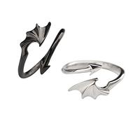 Anelli Abbinati Per Donna Uomo Moda Angelo Diavolo Coda Aperta Anello Regolabile Nero Argento Espandibile Ala Di Drago Freccia Promessa Di Matrimonio Regalo Per Lui e Il Suo Fidanzato Fidanzata