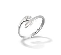 Anelli Abbraccio Personalizzati per Donne, Anello in Argento Sterling per Coppie, Nome Personalizzato Inciso Personalizzato, Regalo di San Valentino, Regalo per la Festa della Mamma
