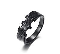 Anelli Acciaio Inox Uomo, Anello Uomo Vintage Anello A Fasce con Motivo Pipistrello in Stile Gotico Punk Taglia 20