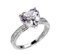 Anelli Adolescente Ragazza Onda Amore Cuore Zirconia Anello di Fidanzamento Delle Signore Stile e Moda Cinture Anelli, 9, Metallo, Nessuna pietra preziosa