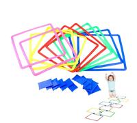 Anelli Agility per bambini in età prescolare - Set da gioco all'aperto con pouf | Include 10 attacchi per parchi giochi per bambini, attività fitness nel cortile, sviluppo di coordinazione