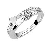 Anelli Al Naso Neri Anello da donna con apertura a cuore d'amore Anello creativo Gioielli Proposta di compleanno Regalo Anello da festa di fidanzamento nuziale Suona Il Campanello (2-Silver, One Size)