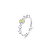 Anelli alla moda da donna, graziosi anelli di promessa per le donne con peridoto e diamante creato argento oro bianco & Pt950, U 1/2, PT950, Peridoto