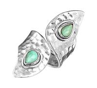 Anelli Alla Moda per Ragazze Adolescenti Anelli turchese turchese naturale con diamanti Anelli irregolari semplici unisex Anello Di Strass (A, One Size)