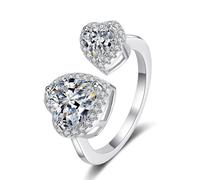 Anelli, Anelli di fidanzamento regolabili in moissanite for donna, fede nuziale con diamante VVS1 in argento sterling S925 da 2,5 ct D colore VVS1 con certificato(7)