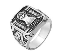 Anelli, Anello massonico Blue Lodge Enlightenment con pilastri gemelli(Q)