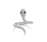 Anelli aperti e regolabili in acciaio inox, stile retrò, con design a forma di serpente, accessori alla moda in acciaio inox, One Size, come descritto, come descritto