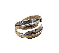 Anelli Aperti in Vera Piuma in Argento Sterling 925 per Donna Uomo Regali Anello in Piuma Vintage Anello in Argento con Gioielli per Feste di Moda