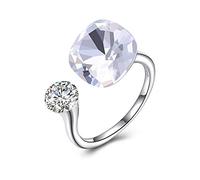 Anelli aperti per donne, anello regolabile 925 sterling in argento bianco zircone cristallo gelido regalo di gioielli romantici per le donne coppia di fidanzamento fidanzamento eternità anello di