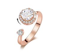 Anelli aperti per donne, anello regolabile in oro rosa rotabile rotondo zircone zircone anello regalo romantico gioiello regalo per le donne coppia di fidanzamento fidanzamento eternità anello di