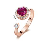 Anelli aperti per donne, anello regolabile oro rosa rotabile rotondo rotondo rosa zircone zircone regalo di gioielli romantici per femmine coppia di donne fidanzamento anello eternità anello di