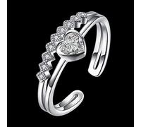 Anelli aperti per donne, anello regolabile Sterling Silver Heart Crystal Ringi di gioielli romantici per le ragazze Coupino di fidanzamento Eternity Anello Eternità Regalo di Natale