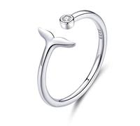 Anelli aperti per donne, Fashioni ad anello regolabile 925 Sterling Silver Fish Tail