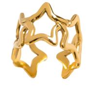 Anelli aperti regolabili in acciaio inox elegante design cavo accessorio per l'uso quotidiano e occasioni speciali simbolico stella a cinque punte, Misura unica, come descritto, come descritto
