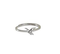 Anelli aperti semplici e unici in argento sterling 925 con mille gru di carta traforate, gioielli per ragazze e donne
