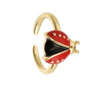 Anelli apribili a forma di coccinella con finitura colorata smaltata a goccia, ergonomici, in rame, per occasioni casual o formali, misura regolabile, gioielli ispirati alla natura, Misura unica, come