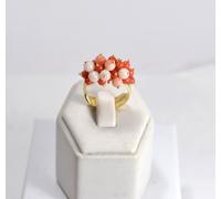 ANELLI ARGENTO 925 DORATO CORALLI MISTI NATURALI REGOLABILE AGNK 081