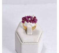ANELLI ARGENTO 925 DORATO RUBINI E PERLE NATURALI REGOLABILE AGNK 094
