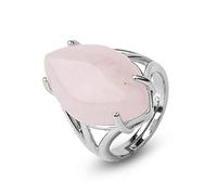 Anelli, argento a forma di olivo intarsato naturale rosa di rosa in pietra regolabile ad anello a coda di coda ad anello ad anello gioiello per le donne femminile femminile Regalo di San Valentino di