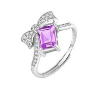 Anelli argento donna 925 Anelli a forma di fiocco con nodo a forcella per donne e ragazze, in argento con pietra preziosa naturale, solitario, fascia dell'eternità, regolabile, fede nuziale per anniv