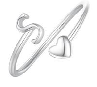 Anelli Argento Donna 925 Anelli Iniziali Regolabili Per Donne E Ragazze In Argento Impilabili Con Iniziale A Forma Di Cuore Con Alfabeto Dalla A Alla Z Regolabili Con Fascia Per Il Pollice Aperta Re
