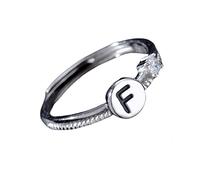 Anelli Argento Donna 925 Anello In Argento Con Iniziale Per Donna E Uomo,Regolabile,Impilabile,Con Lettere Dell'Alfabeto Dalla A Alla Z,Con Fascia Per Il Pollice,Scintillante Zircone Cubico,Anello Di