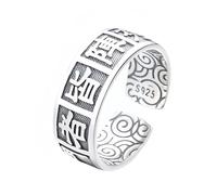 Anelli Argento Donna 925 Anello In Argento Con Preghiera Sutra Feng Shui Per Uomo E Donna Regolabile Con Anello Mani Mantra Protezione E Ricchezza Con Cuore Inciso Amuleto Portafortuna Regalo.