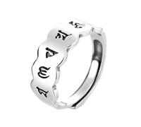Anelli Argento Donna 925 Anello Vintage Feng Shui In Argento Per Uomo E Donna Regolabile Con Protezione Mantra Mani Fascia A Onda Spessa Con Cuore Inciso Fascia Per Il Pollice Fascia Espandibile Per