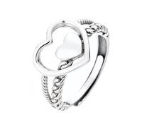 Anelli Argento Donna Anelli A Forma Di Cuore In Argento Per Donne E Ragazze Regolabili Con Doppio Cuore Con Fascia Intrecciata Per Fidanzamento Matrimonio Promessa Regali Di San Valentino E Complean