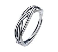 Anelli Argento Donna Anello Aperto Con Nodo Celtico Vintage Per Donna,Regolabile,Stile Statemwnt,Intrecciato,Fascia Per Il Pollice,Stile Ossidato,Fede Nuziale Eterna,Gioielli Punk Rock