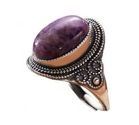 Anelli Argento Donna Anello In Argento Con Ametista Naturale Per Donna,Vintage,Con Fascia Massiccia In Filigrana,Promessa Di Eternità,Anello Per Anniversario,Pietra Portafortuna Ovale,Regalo Di Gioi