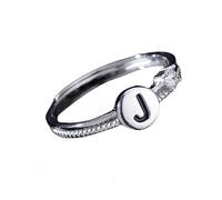 Anelli Argento Donna Anello In Argento Con Iniziale Per Donna E Uomo,Regolabile,Impilabile,Con Lettere Dell'Alfabeto Dalla A Alla Z,Con Fascia Per Il Pollice,Scintillante Zircone Cubico,Anello Di Fid