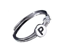 Anelli Argento Donna Anello In Argento Con Iniziale Per Donna E Uomo,Regolabile,Impilabile,Con Lettere Dell'Alfabeto Dalla A Alla Z,Con Fascia Per Il Pollice,Scintillante Zircone Cubico,Anello Di Fid