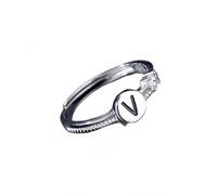 Anelli Argento Donna Anello In Argento Con Iniziale Per Donna E Uomo,Regolabile,Impilabile,Con Lettere Dell'Alfabeto Dalla A Alla Z,Con Fascia Per Il Pollice,Scintillante Zircone Cubico,Anello Di Fid