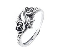 Anelli Argento Donna Regolabili Anelli In Argento Con Rosa A Forma Di Fiore Per Donne E Ragazze Regolabili Stile Retrò Vintage Ossidato Con Fascia Cava Per Il Pollice Per L'Eternità Per Fidanzamen