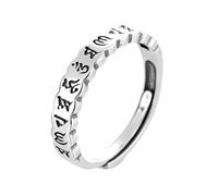 Anelli Argento Donna Regolabili Anello Vintage Feng Shui In Argento Per Uomo E Donna Regolabile Con Protezione Mantra Mani Fascia A Onda Spessa Con Cuore Inciso Fascia Per Il Pollice Fascia Espandib