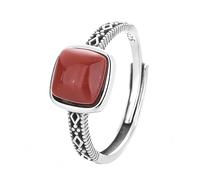 Anelli Argento Donna Regolabili Anello Vintage In Argento Con Agata Rossa Per Donna Regolabile Con Fascia Infinita Cava Pietra Preziosa Quadrata Naturale Promessa Di Matrimonio Gioiello Fatto A Mano